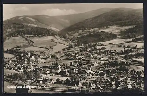 AK Spital am Semmering, Ortsansicht mit Bahnstrecke aus der Vogelschau