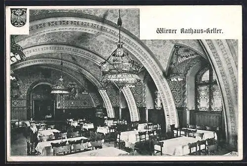 AK Wien, Restaurant Wiener Rathaus-Keller, Grosser Saal, Deckengewölbe