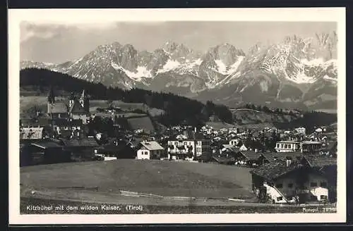 AK Kitzbühel, Gesamtansicht mit dem wilden Kaiser