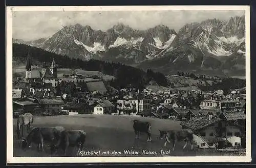 AK Kitzbühel, Gesamtansicht mit Wildem Kaiser