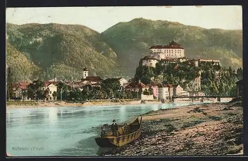 AK Kufstein, Flusspartie mit Boot und Festung