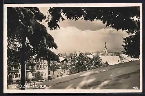 AK Igls, Teilansicht mit Nordkette im Winter