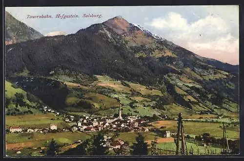 AK Hofgastein /Tauernbahn, Ortsansicht gegen den Berg