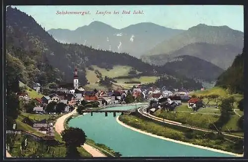 AK Bad Ischl, Laufen, Totalansicht aus der Vogelschau