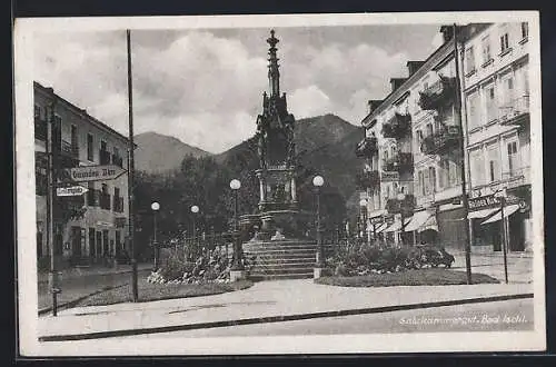 AK Bad Ischl, Geschäfte und Monument