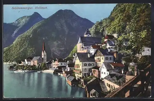 AK Hallstatt /Salzkammergut, Ortsansicht am Wasser