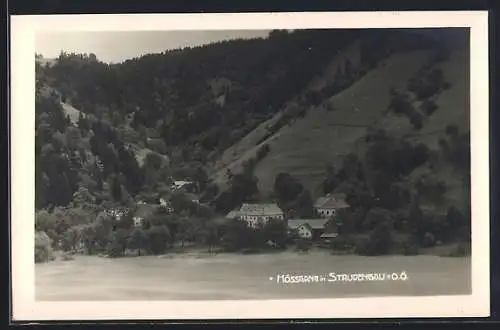 AK Neustadtl an der Donau, Hössgang in Strudengau, Ortsansicht am Bergfuss