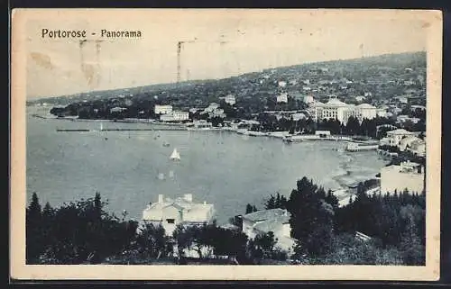 AK Portorose, Panoramablick auf den Ort