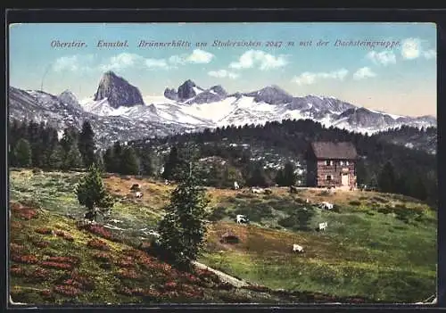 AK Brünnerhütte, Berghütte am Stoderzinken mit der Dachsteingruppe