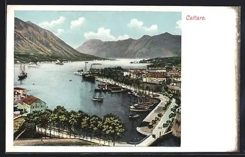 AK Kotor / Cattaro, Ortsansicht mit Hafen, Schiffe