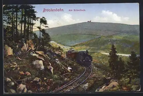 AK Brockenbahn, am Eckerloch, Zug