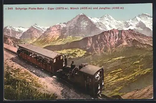 AK Schynige-Platte-Bahn, Panorama mit Eiger, Mönch und Jungfrau