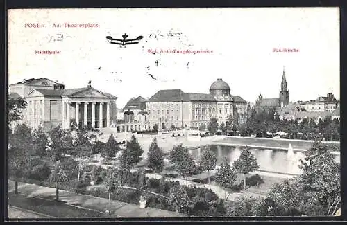 AK Posen / Poznan, Stadttheater, Kgl. Ansiedelungskommission und Paulikirche