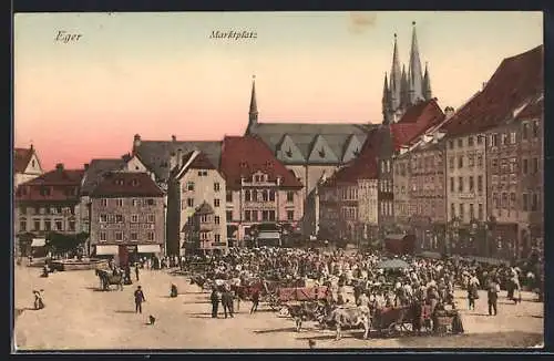 AK Eger, Marktplatz mit Haus von Wilibald Kofend