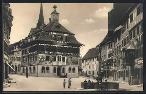 AK Stein a. Rh., Strassenpartie mit Kindern am Rathaus