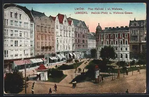 AK Lemberg-Lwow, Plac Halicki, Halicki-Platz u. Walowa-Gasse