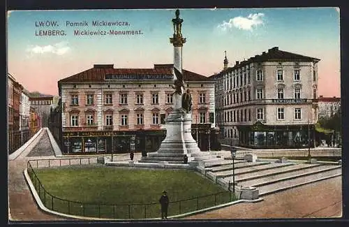 AK Lemberg / Lwów, Mickiewicz-Monument