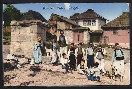 AK Bosnien, Kindergruppe in der Türkenviertel-Idylle
