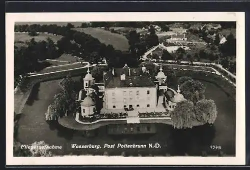 AK Pottenbrunn, Wasserburg aus der Vogelschau