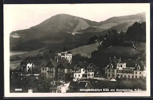 AK Küb am Semmering, Totalansicht mit Blick in die Berge