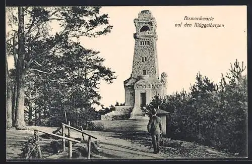 AK Berlin-Köpenick, Bismarckwarte auf dem Müggelberge im Abendlicht