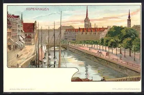 Künstler-AK Richard Hegedüs-Geiger: Kobenhavn / Kopenhagen, Strassenpartie im Zentrum