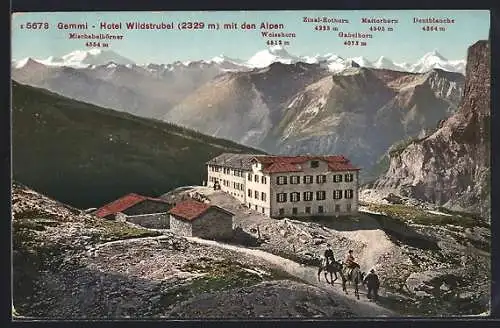 AK Gemmi, Hotel Wildstrubel mit den Alpen