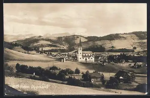 AK Haslen, Blick zur Kirche im Ort