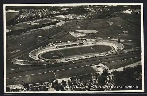 AK Berlin-Grunewald, Deutsches Stadion und Sportforum, Fliegeraufnahme