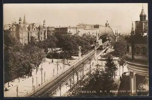 Foto-AK NPG NR: 41 Berlin-Schöneberg, Nollendorfplatz mit der Hochbahn