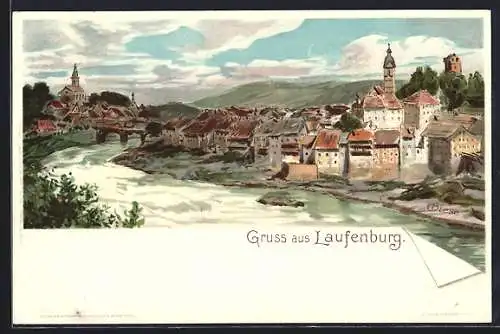 Künstler-AK C.Biese: Laufenburg, schöne Ortsansicht