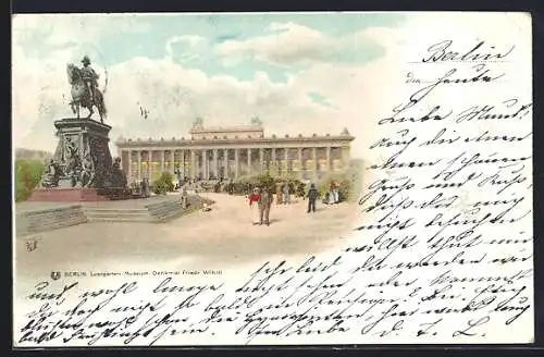 Lithographie Berlin, Lustgarten - Museum, Denkmal Friedr. Wilh. III