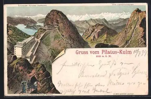 Künstler-AK C. Steinmann unsign. Nr. 2000: Pilatus-Kulm, Hotel Pilatus-Kulm