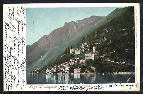 AK Albogasio, Ortsansicht vom Luganer See aus gesehen