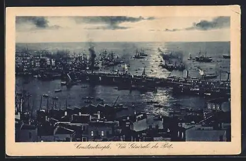 AK Konstantinopel, Blick auf den Hafen bei Nacht