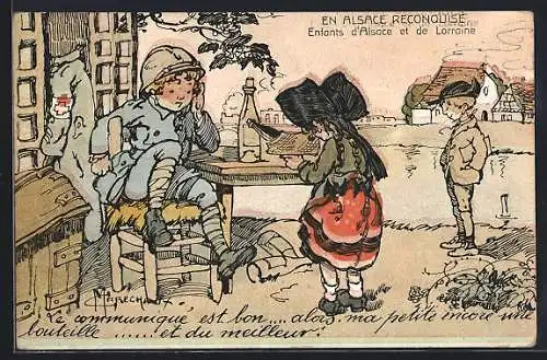 Künstler-AK En Alsace Reconquise, Enfants d`Alsace et de Lorraine