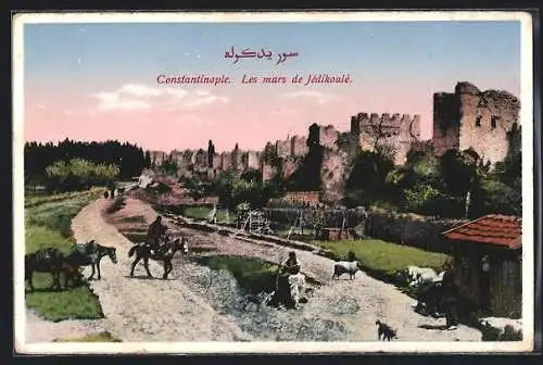 AK Constantinople, Les murs de Jedikoule, Maulesel vor Ruinen