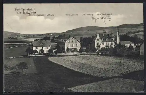 AK Bad Oppelsdorf, Blick auf Schwesternheim Hoffnung, Villa Daheim, Gickelsberg und Villa Waldesruh