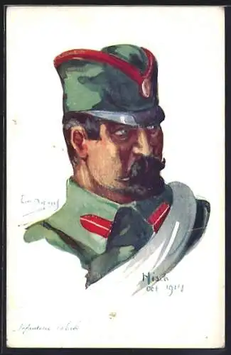 Künstler-AK Em. Dupuis: Nisch, Ost. 1914, Infanterie - Serbe, serbischer Soldat