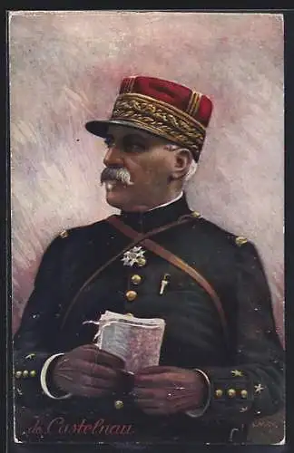 Künstler-AK Heerführer de Caselnau in Uniform
