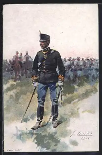 Künstler-AK Spanischer Offizier in Uniform