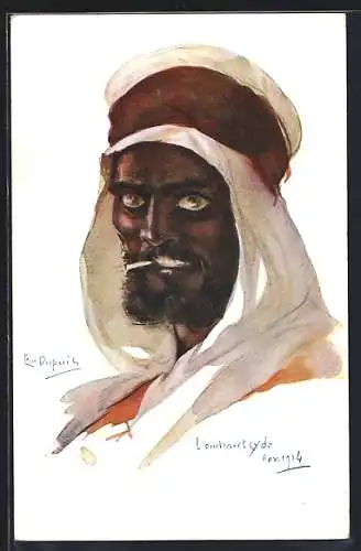 Künstler-AK Em.Dupuis: rauchender Araber m. Turban