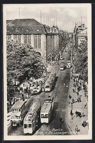 AK Berlin, Leipziger Strasse, Strassenbahn