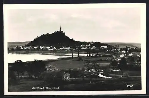 AK Güssing, Ortsansicht mit Blick zur Burg