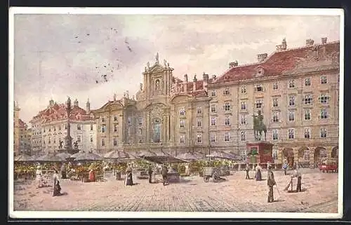 Künstler-AK Wien, Am Hof mit Denkmal