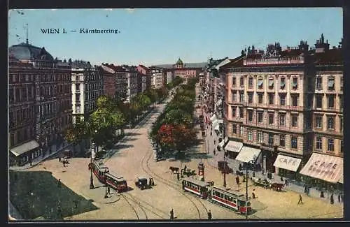 AK Wien, Kärntnerring mit Strassenbahnen