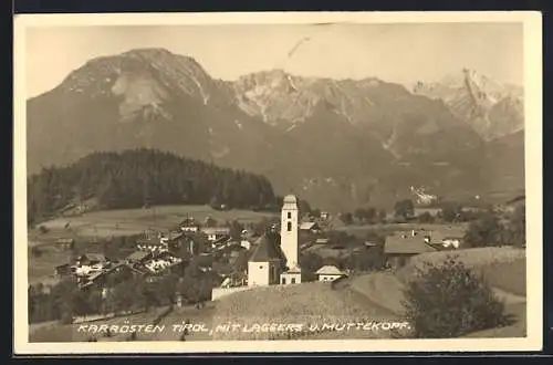 AK Karrösten /Tirol, Ortsansicht mit Laggers und Mutterkopf