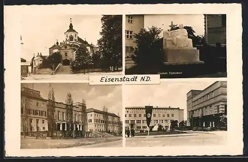 AK Eisenstadt /N. D., Landhaus, Lisztdenkmal, Krankenkasse und 