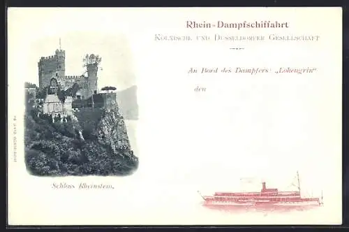 AK Rhein-Dampfer Lohengrin und Schloss Rheinstein