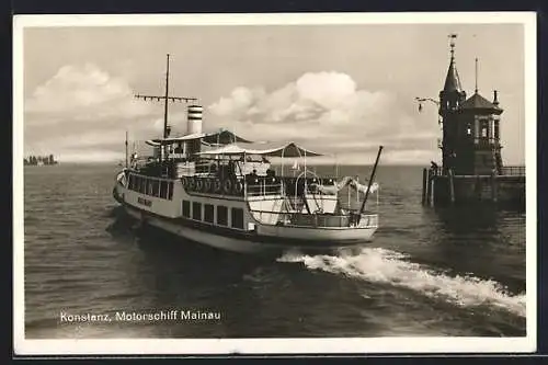 AK Konstanz, Motorschiff Mainau verlässt den Hafen